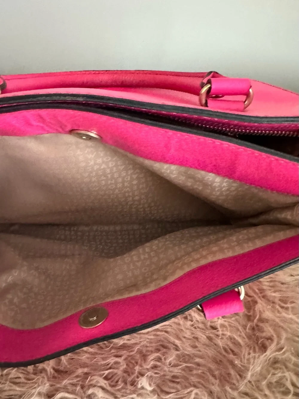 kate spade Bright Pink Leather Shoulder Bag with Gold Hardware